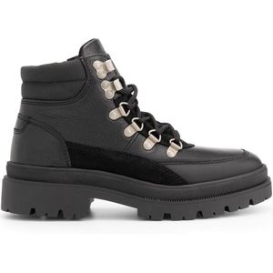 NoGRZ B.Ammanati Dames Leren enkelboots - gevoerde veterschoenen - Zwart Leer