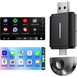 Upgrade 2-in-1 draadloze CarPlay-adapter - Android Auto - autodongle - bedraad naar draadloos - fabrieksbekabelde auto's - 2016 - Type-C/USB Carplay Dongle