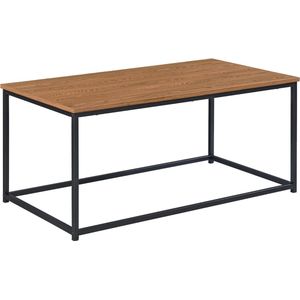 In And OutdoorMatch Salontafel Amaya - 100x55x45 cm - Houtkleur Donker en Zwart - Staal en MDF - Modern design