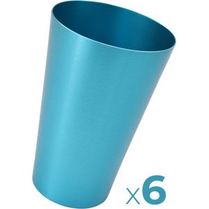 Lichtblauwe aluminium stapelbare bekers (6 stuks!) - Lichtblauw - Stapelbare beker van aluminium staal - Lichtgewicht design