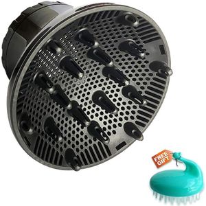 Universele haardiffuser, haardroger diffuser opzetstuk voor krullend en natuurlijk golvend haar, professionele föhn diffuser, verstelbaar van 3,55 cm tot 6,6 cm (Roze) (Zwart)