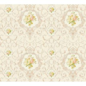 KLASSIEK BLOEMEN MET ORNAMENTEN BEHANG | Franse Stijl - roze geel crème groen - A.S. Création Château 5