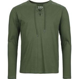 Black Premium by EMP Olijven shirt met lange mouwen en vetersluiting op de borst - Heren - M