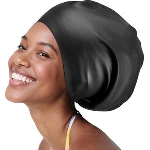 Extra grote siliconen badmuts voor lang haar - Waterdichte badmutsen voor volwassenen; comfortabele, scheurbestendige badmuts om het haar droog te houden