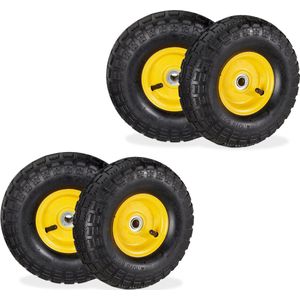 steekwagenwiel - set van 4 - luchtband - 3.50-4 - reservewiel - 136 kg - zwart-grijs