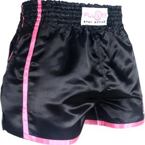 Fluory Kickboks Broek Muay Thai Short Zwart Roze MTSF37 - XS