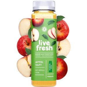 LiveFresh appelsap koudgeperst – 98% appelsap, 2% citroensap – vruchtensap gemaakt in Duitsland – van appels uit het Bodenmeer – 12x250ml