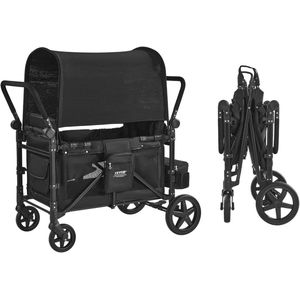Opvouwbare Kinderwagen voor 4 Kinderen met Verstelbare Handvat en Veiligheidsharnas