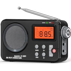 GTB® Transistor Radio Op Batterijen - Transistor Radio - Transistor Radio met Netvoeding - Zwart - 17cm x 11cm x 5cm