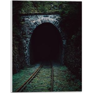 Forex - Donkere Tunnel met Rails - 30x40cm Foto op Forex