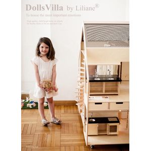 PoppenVilla by Liliane - Poppenhuis zonder Meubels – voor grote poppen 1:6 en auto’s – Barbie
