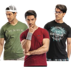 Embrator 3-stuks mannen T-shirt mix4 rood/groen/zwart maat M