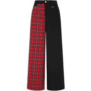Banned - Babylon Wijde broek - M - Zwart/Rood