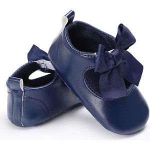 Prachtige klassieke baby pre-walks schoentjes strikje voor meisje - Blauw - Navy | Harde zool - antislip | Ballerina - Slofjes | Prinses | Bruiloft - Feest - Bruidsmeisje - Doop - Gelegenheid – Suikerfeest | Verjaardag - Party | Tijdloos - Casual