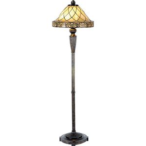 LumiLamp Tiffany Vloerlamp Ø 46x168 cm Beige Glas Driehoek Staande Lamp