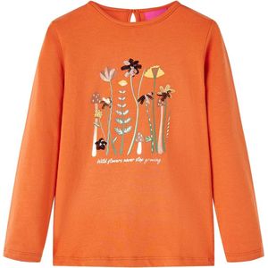 vidaXL - Kindershirt - met - lange - mouwen - 104 - oranjebruin