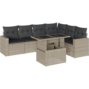 vidaXL 7-delige Loungeset met kussens lichtgrijs Loungebank - Lounge Set - Tuinstoel - Outdoor Furniture - Tuinset