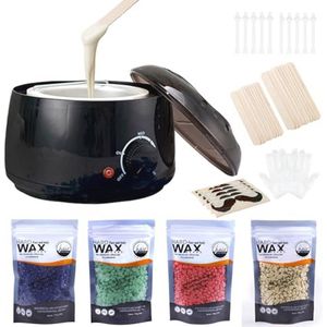 Wax Heater voor Ontharing met 4 Zakjes Wax Kralen en 30 Applicator Sticks