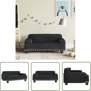 The Living Store Kinderbank 70x45x30 cm fluweel zwart - Kinderstoel - Kinderbank - Kids Meubels - Speelhoek - Kinderkamer Decoratie