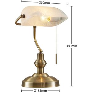 Lindby - bureaulamp - 1licht - staal, glas - H: 38.5 cm - E27 - brons, opaalwit
