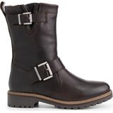 Travelin' Silkeborg Leren Dames laarzen - Wol gevoerde biker boots - Donkerbruin Leer - Maat 39