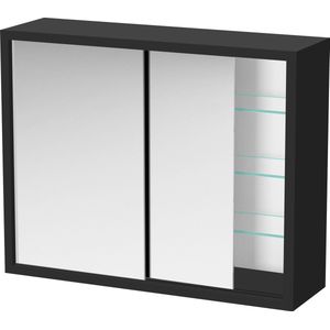 Medicijnkastje - Zwart - Glasplanken - Schuifdeuren