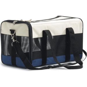 Beeztees Draagbare Reistas - Kat - Creme/Blauw - 43x25x27 cm