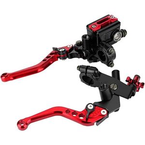 Hydraulische rem- en koppelingshendel 7/8 inch 22 mm - metalen tankpaar rood - geschikt voor de meeste motorfietsen .