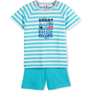 Petit Bateau Jongens Pyjamaset - blauw maya/wit ecume - Maat 6 jaar