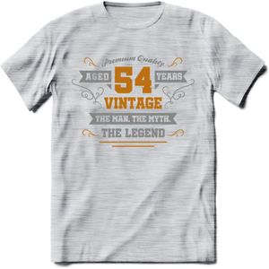 54 Jaar Legend T-Shirt | Goud - Zilver | Grappig Verjaardag Cadeau | Dames - Heren | - Licht Grijs - Gemaleerd - XXL