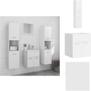 vidaXL Badkamermeubelset - Wit - Spiegel 40x1.5x37 cm - Wastafelkast 41x38.5x46 cm - Hoge kast 30x30x130 cm - Montage vereist - Badkamerkast