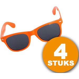 Oranje Feestbril | 4 stuks Oranje Bril ""Blues"" | Feestkleding EK/WK Voetbal | Oranje Versiering Versierpakket Nederlands Elftal Oranjepakket