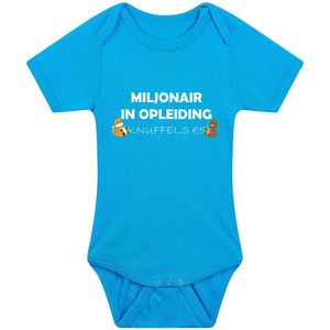 Miljonair in Opleiding Knuffels 5 euro Baby Romper Blauw | Rompertje | Jongen | Vader | Kind | Lief | Geboorte | Kindje