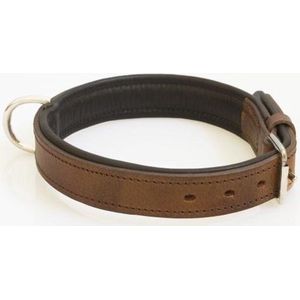 Hondenhalsband nikkelen fournituren extra breed bruin 60 cm