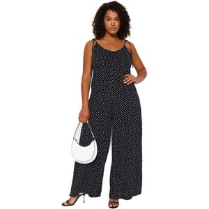 Trendyol Zwarte Geweven Jumpsuit Met Bloemenpatroon Tbbss23Bg00002