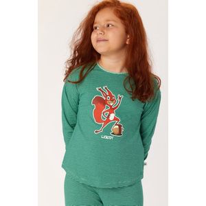 Woody Meisjes-Dames Pyjama groen-lichtgroen - maat 140/10J