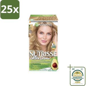 25 x Garnier - Nutrisse Ultra Crème 9 - Haarkleuring - Zeer Lichtblond - Intens Voedend - Permanente Kleur - Grootverpakking - Haarkleuring - Haarverf - Permanente Kleur - Zeer Lichtblond - Grijsdekking