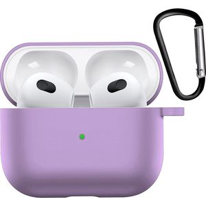 Hoesje Geschikt voor AirPods 3 Hoesje Siliconen Case Hoes - Hoesje Geschikt voor Apple AirPods 3 Case - Lila