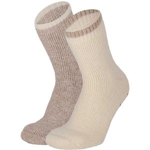Apollo dames huissokken - alpaca wol - 2pack - multi beige - anti slip - maat 35/38