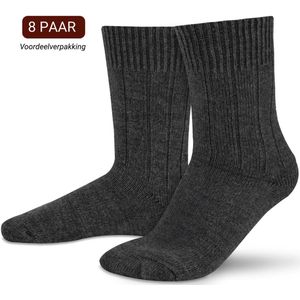 Sukats® Alpaca Sokken - Wollen Sokken - Warme Sokken - 8 Paar - Maat 35-38 - Antraciet - Verwarmde Sokken - Wintersokken - De Moderne Geitenwollen Sokken Dames