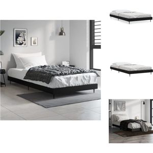 vidaXL Bedframe Basic - 193 x 93 cm - Zwart - Hout-Metaal-Lattenbodem - Exclusief Matras - Bed