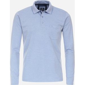 Redmond regular fit polo lange mouw - pique - blauw - Maat: XL