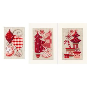 Vervaco Kerstmotieven set van 3 wenskaarten borduren PN-0146572