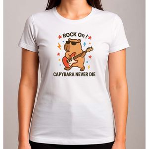 Rock On Capybara Never Dee - T Shirt - FunnyVibes - LOL - Cute - TeGrappig - TeGrappig - BabyCute - SoCute - ZoLief - Schattig - LiefMoment