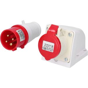4-pins 3-fasen Waterdichte Industriële Stekkerconnector Geïsoleerd Omhulsel Voeding Ronde Contactdoosconnector 380V-415V 16A