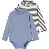 Vertbaudet - Set van 2 - Babyrompertjes - Met Opgerold Kraagje - Lange Mouwen