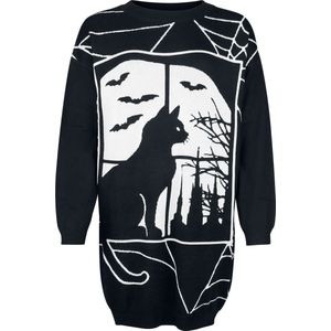 Banned Lunaire Knit Dress Midi-jurk zwart-wit XL Viscose -