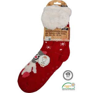 Antonio Huissokken - Huissokken Sneeuwpop - Rood - Dames - Antislip ABS - One Size (35-42) - Hüttensocken - Warme Sokken - Warme Huissok - Kerstcadeau voor vrouwen