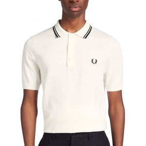 Fred Perry - Twin Tipped Knitted Shirt - Poloshirt Heren - S - Wit