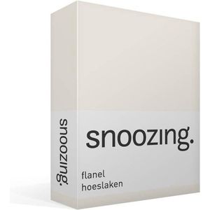 Snoozing - Flanel - Hoeslaken - Eenpersoons - 80x200 cm - Ivoor